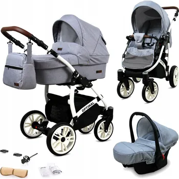 Kočárek Dětský kočárek 3v1 BabyLux Optimal: sportovní kočárek, hluboká korba a autosedačka