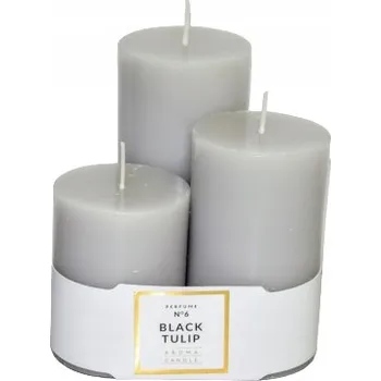 Svíčka Parafínová vonná svíčka ČERNÝ TULIPÁN ŠEDÁ Artman 3 ks