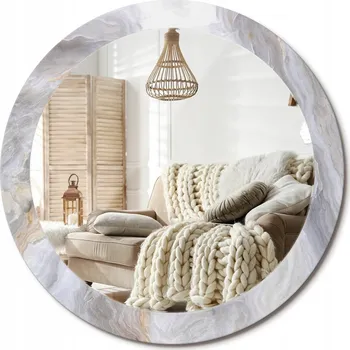 Zrcadlo Kulaté dekorativní zrcadlo na zeď do domu, kanceláře, průměr 80 cm, abstraktní mramorový vzor