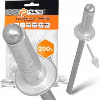 Nýt 200x Trhací nýty 3,2x12 mm HLINÍKOVÉ Pozinkované ODOLNÉ Nýt STŘÍBRNÝ 9T