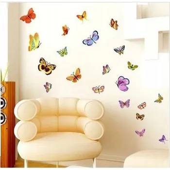 Samolepící dekorace Samolepky na zeď Barevné motýli 42 ks