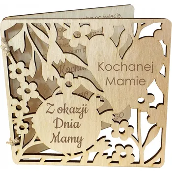Dřevěné blahopřání, dárek Svátek Matek , přání, 3D gravírování