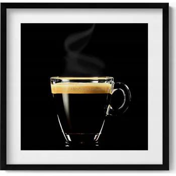Obraz Nástěnný dekorativní obraz v rámu s grafikou Sklenice černé kávy 50 x 50 cm