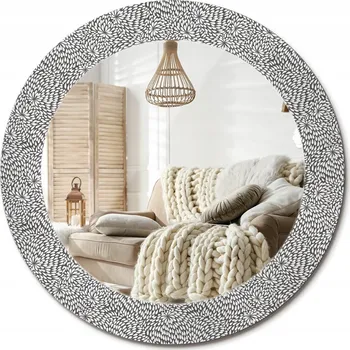 Zrcadlo Kulaté nástěnné ozdobné zrcadlo ve skleněném rámu Květinový vzor průměr 60 cm