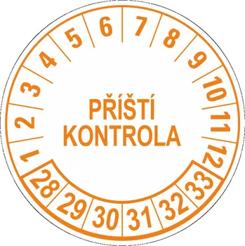 Papír Příští kontrola 2028-2033 samolepící vinylová fólie 25 mm aršík 30 kusů