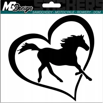 Samolepicí dekorace na vozidlo SAMOLEPKA na auto KŮŇ KONĚ SRDCE HOBBY 15x15 cm