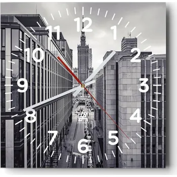 Hodiny Nástěnné hodiny do obýváku 40x40 Město Bez Hlučné Skleněné hodiny Tiché