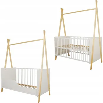 Dětská postýlka Dřevěná postýlka Senmalucha Tipi 70 x 140 cm bílá