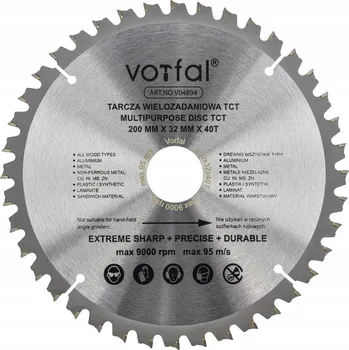 Vrták ŘEZNÝ KOTOUČ PILA VÍCEÚČELOVÝ TCT KOMPOZIT 200X32X40T NA DŘEVO A KOV
