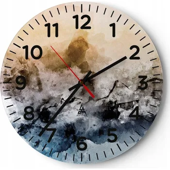 Hodiny Nástěnné hodiny do obýváku 40x40 Abstrakce Kulatý Skleněné hodiny Loft Tiché