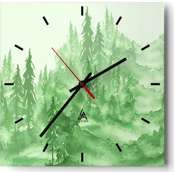 Hodiny Velké nástěnné hodiny na zeď 40x40 Les Skleněné hodiny Čtvercové Tiché