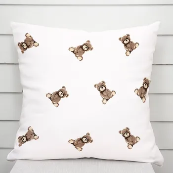 Povlak na dekorativní polštářek Dětský bavlněný povlak na polštář Sandra SA-531 Medvídci na bílém 50 x 60 cm