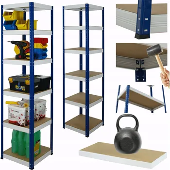 Dílenský regál Kovový dílenský regál HELIOS 196x60x60cm, 6 polic, nosnost 175kg/police, ROBUSTNÍ POLSKÝ