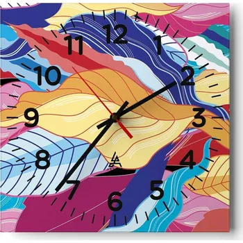 Hodiny Kuchyňské nástěnné hodiny 30x30 Abstrakce Skleněné hodiny do obýváku Moderní Tiché