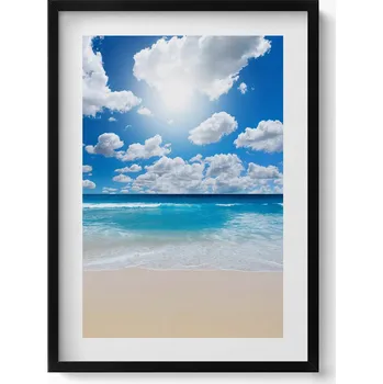 Obraz Obraz v černém rámu dekorace na zeď Pláž moře a horizont 50x70 cm