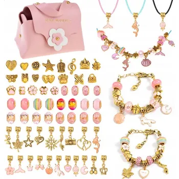 Dětské navlékací korálky Kreativní hračka Jokomisiada ZA4692 Korálky v elegantním sáčku přívěsky