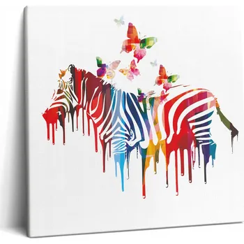 Obraz Fotoobraz na plátně Canvas Ekologický Barevná Zebra do pokoje 60x60 cm