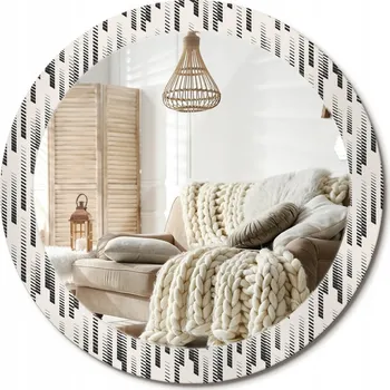 Zrcadlo Kulaté nástěnné dekorativní zrcadlo ve skleněném rámu průměr 80 cm - Vzor pruhy