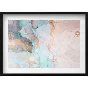 Obraz Dekorativní nástěnný obraz s grafikou v černém rámu Abstrakce mramor 70x50 cm