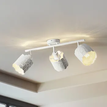 Stropní svítidlo Lindby Aralena, bílé, 3 světla, délka 70,5 cm - Stínítka - Ø 12 cm, výška 12 cm; stříška - Ø 10 cm, výška 2,5 cm bílá 3 x 15 W LED - Doprava zdarma