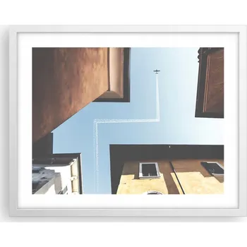 Obraz Obraz plakát v bílém rámu 50x40 cm – foto plakát s motivem letadla do obýváku