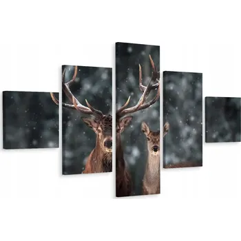 Obraz Obraz Polyptych Jelen LANIA Zimní les 3D 250x150