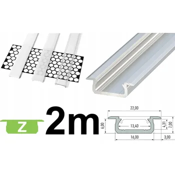 LED osvětlení Profil lišta led zapuštěná stříbrná s krytem 2m