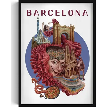 Obraz Závěsný obraz rámeček Barcelona Sagrada Familia Arc de Triomf Paella 50x70 cm