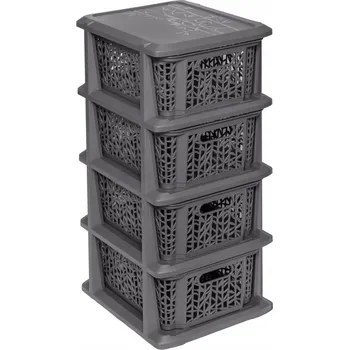 regál BRANQ BAMBUSOVÝ REGÁL X 4, UNIVERZÁLNÍ 290 x 220 x 120 ANTRACIT