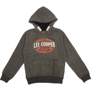 Chlapecká mikina Lee Cooper Textured All Over Pattern Over The Head Hoody Junior Boys Charcoal 7-8 (128)