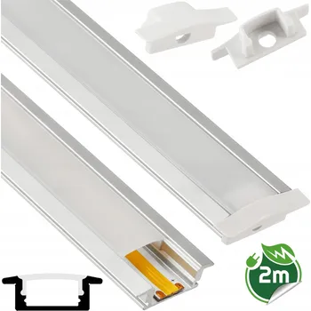 LED páska Sada HLINÍKOVÝ PROFIL stříbrný zápustný slim eko pro LED pásky 2m + KRYT