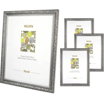 Obraz Stříbrný dekorativní luxusní univerzální fotorámeček 30x40 antik sada 4x