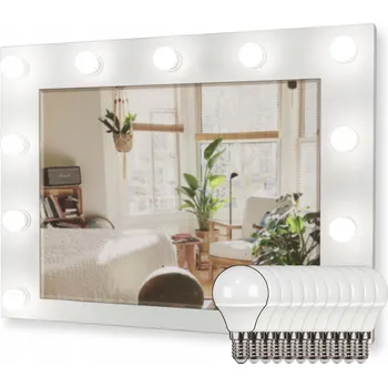 Zrcadlo Zrcadlo s LED závěsným bílým Hollywoodem 80x60 – Profesionální LED osvětlení