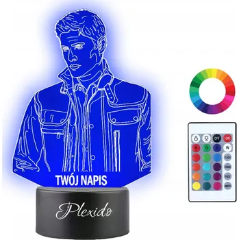 Lampička Noční Lampa Dean Winchester Supernatural s vaším Nápis Dárek 3D LED gravírováním