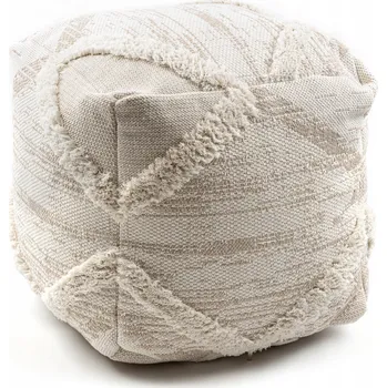 Taburet Bavlněná Taburet Podnožka čtverec 50x50 BOHO béžová #D1440