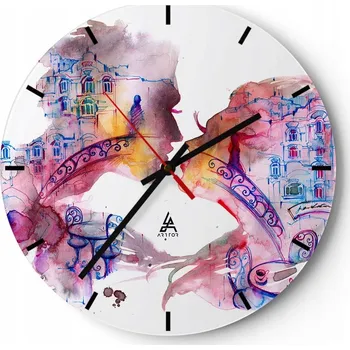 Hodiny Velké nástěnné hodiny 40x40 Abstrakce Skleněné hodiny Kulatý Tiché