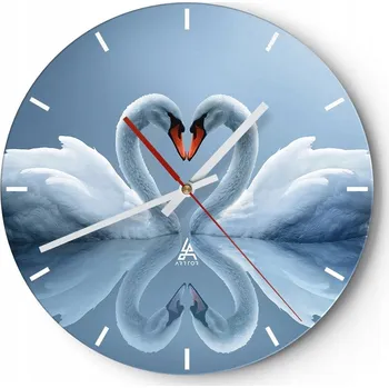 Hodiny Nástěnné hodiny do kuchyně 30x30 Labutě Skleněné hodiny do obýváku Loft Tiché
