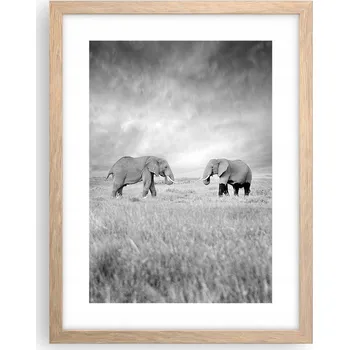 Obraz Obraz plakát v rámu světlý dub do obýváku 30x40 slon foto plakáty na zeď