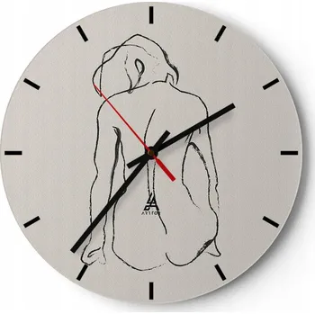 Hodiny Velké nástěnné hodiny na zeď 40x40 Akt Skleněné hodiny Kulatý Tiché