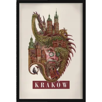 Obraz Obraz na zeď rám Vintage retro styl Krakov Kostel Panny Marie Drak 40x60 cm