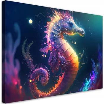 Obraz OBRAZ NA PLÁTNĚ Neonový mořský koník 60x40