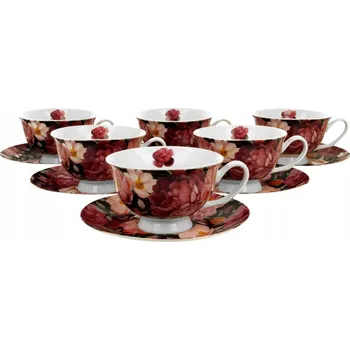 Duo Royal Spring Roses Černý porcelánový Šálek 250 ml 6 ks