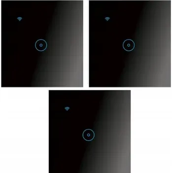 vypínač 3X KŘÍŽOVÝ SKLENĚNÝ VYPÍNAČ SVĚTLA LED TUYA Smart WiFi Černý