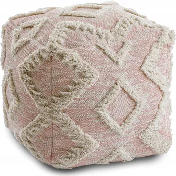 Taburet Bavlněná Taburet Podnožka čtverec 50x50 BOHO ROMBY růžová #D1937