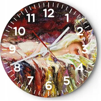 Hodiny Nástěnné hodiny do obýváku 40x40 Žena Kulatý Skleněné hodiny Loft Tiché