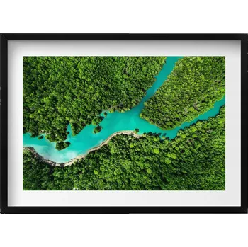 Obraz Obraz v rámu na zeď Řeka v tropických lesích z ptačí perspektivy 70x50 cm