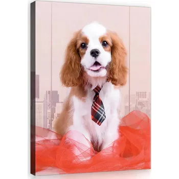 Obraz OBRAZ NA PLÁTNĚ CANVAS 75x100 PES ŠPANĚL KRAVATA