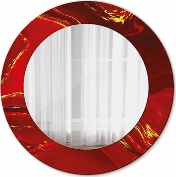 Zrcadlo Závěsné Zrcadlo s rámem ze skla, motiv červený mramor, 50 cm