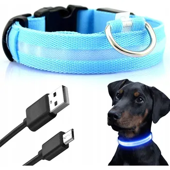 Obojek pro psa SVÍTÍCÍ LED OBOJEK pro Psa Kočku 30-45cm vel. M USB