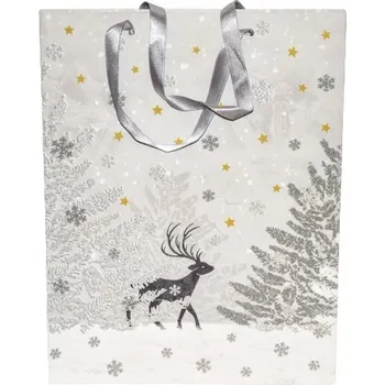 Dárková taška DÁRKOVÁ TAŠKA TAŠKA BÍLO-STŘÍBRNÁ 33,5X26,5X13CM